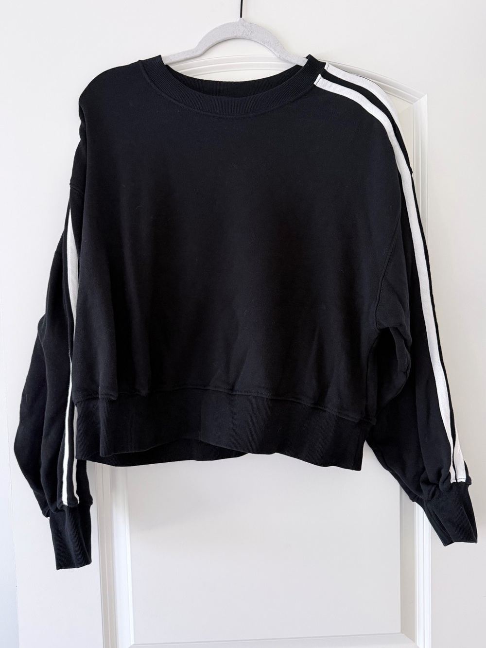 Old Navy SoComfy Black Sweatshirt with White Stripes